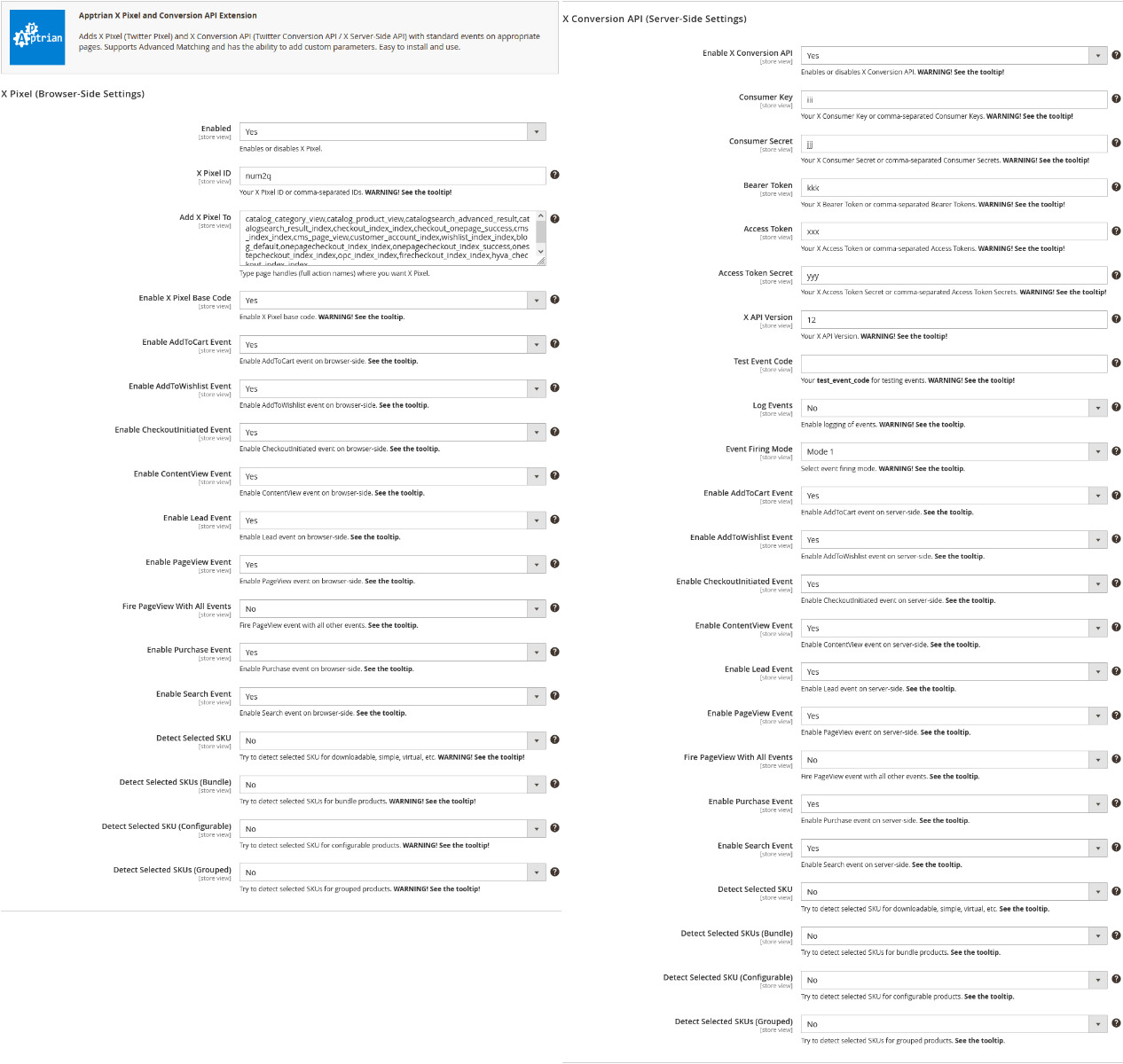 Apptrian - X Pixel and Conversion API for Magento Adobe Commerce